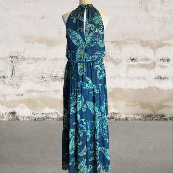 Julia Jordan NWT Blue Multi Mock Neck Three Tier Maxi Dress-Size 4 - Picture 6 of 10